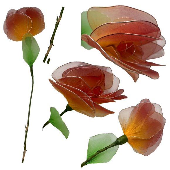 Handcrafted Artificial Multicolor Nylon Flowers Bouquet Home Event Decor - Picture 2 of 16